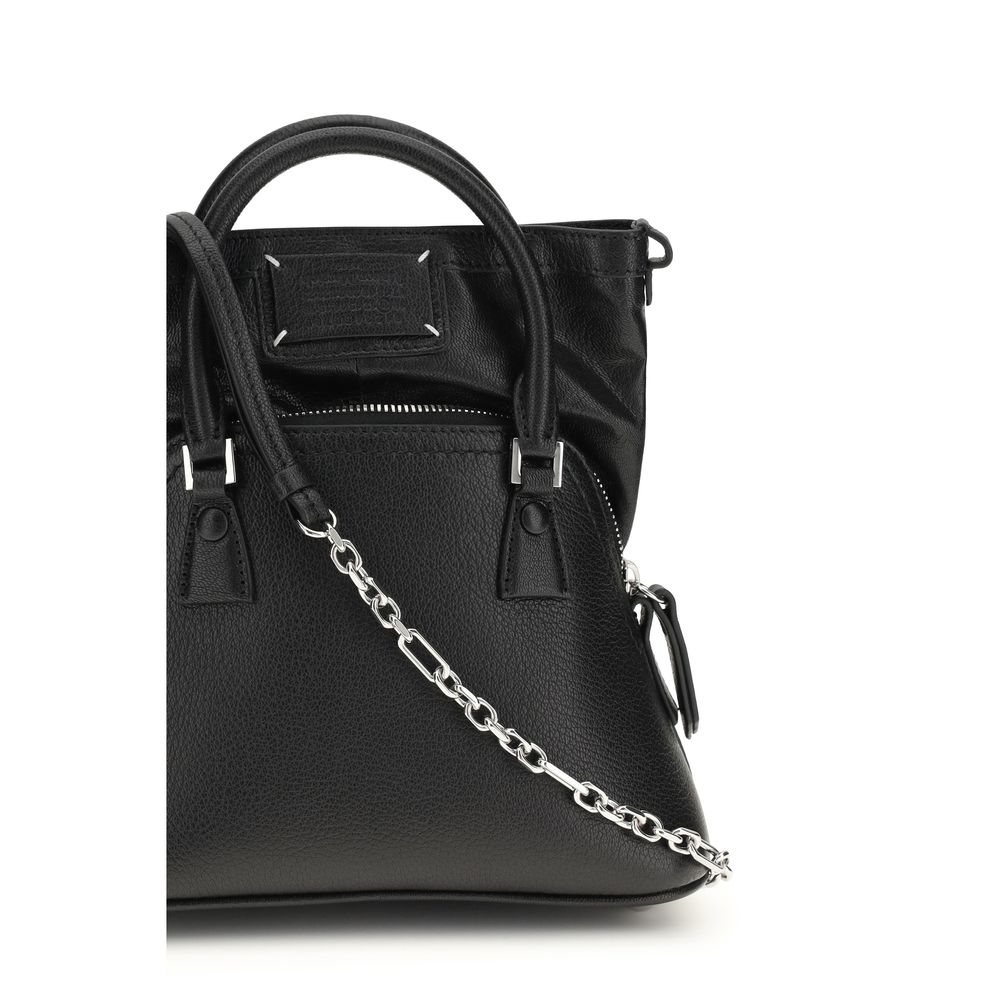 Borsa a Mano in Pelle di Capra Nera