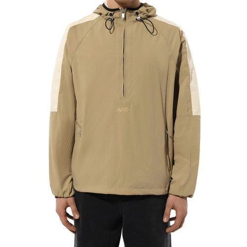 Beige Nylon-Shell-Jacke