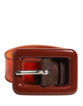 Orange PVC Waist Women Square Buckle Belt