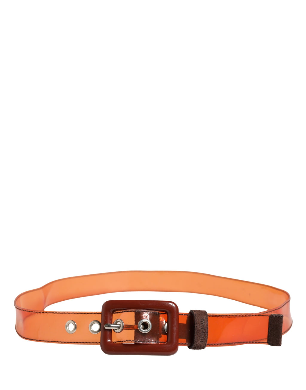 Orange PVC Waist Women Square Buckle Belt