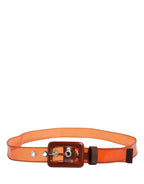 Orange PVC Waist Women Square Buckle Belt