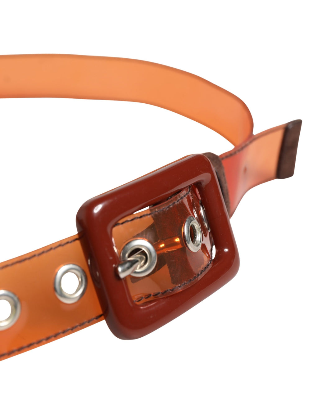 Orange PVC Waist Women Square Buckle Belt