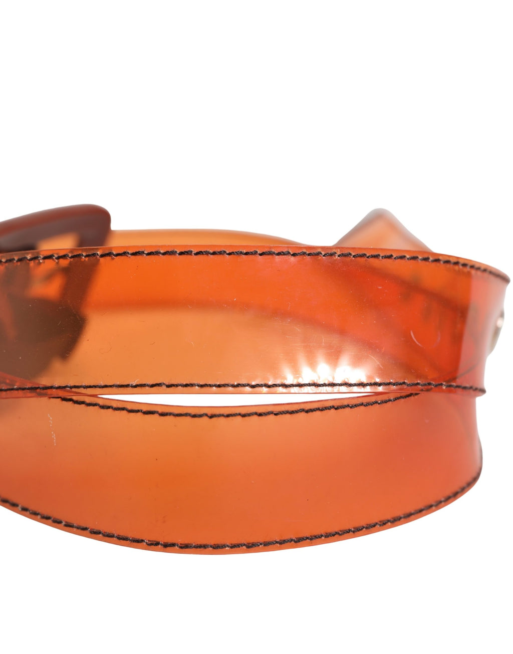 Orange PVC Waist Women Square Buckle Belt