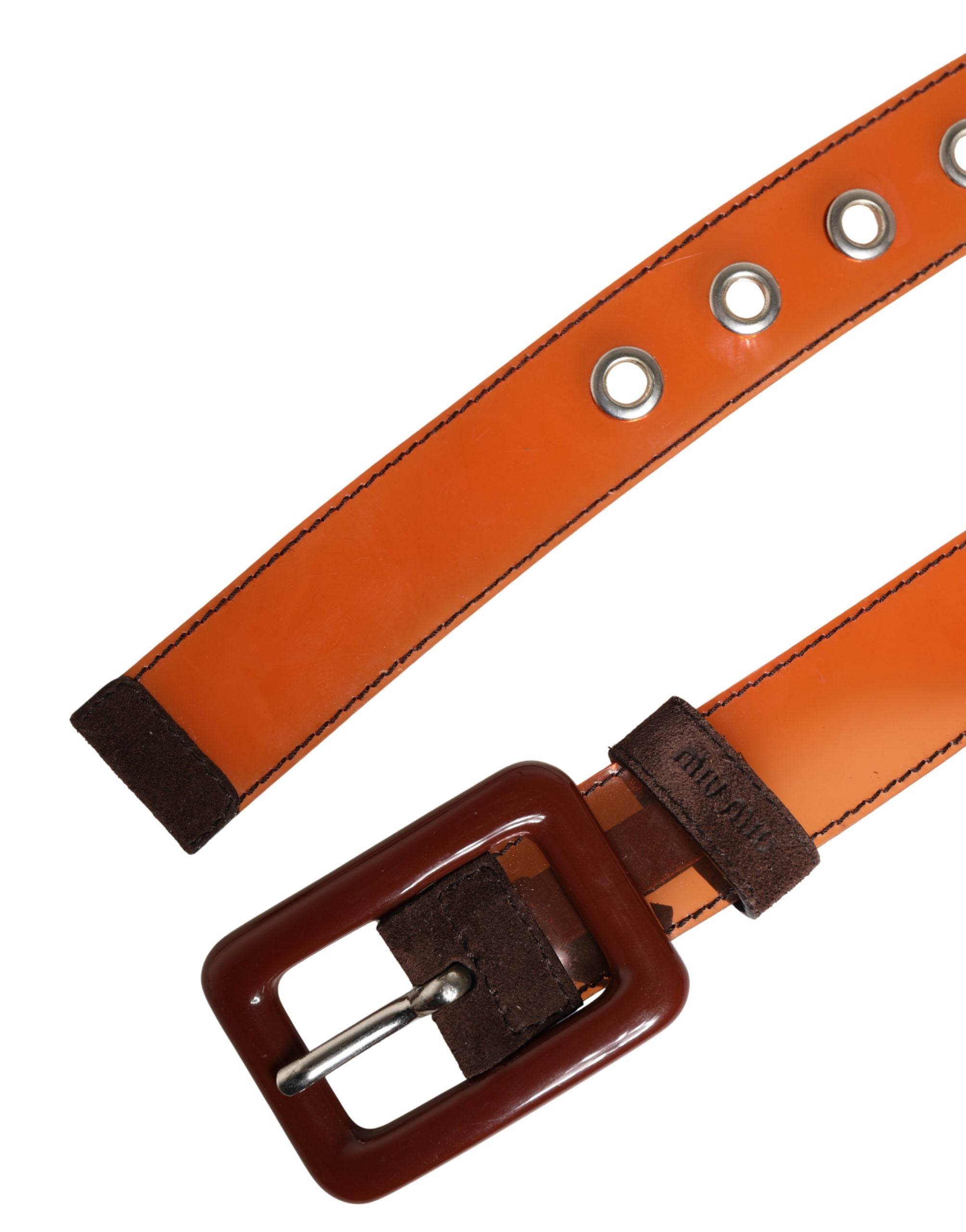Orange PVC Waist Women Square Buckle Belt