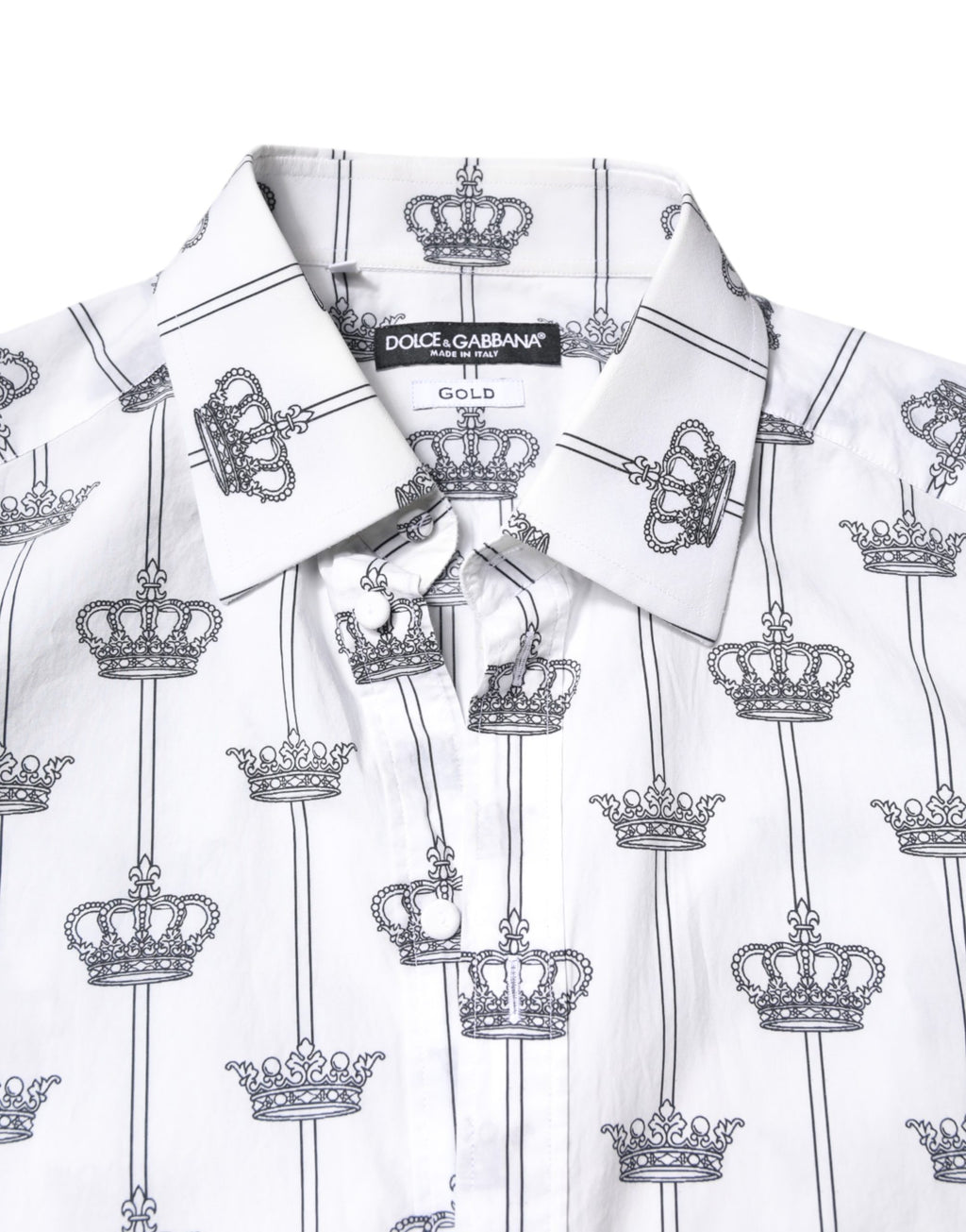 White GOLD Crown Cotton Dress Formelles Hemd