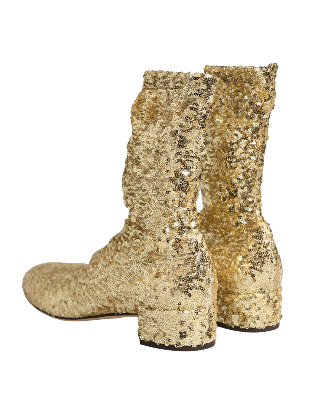 Gold-Pailletten-Stiefeletten Stretch-Schuhe