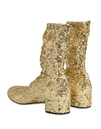 Gold-Pailletten-Stiefeletten Stretch-Schuhe