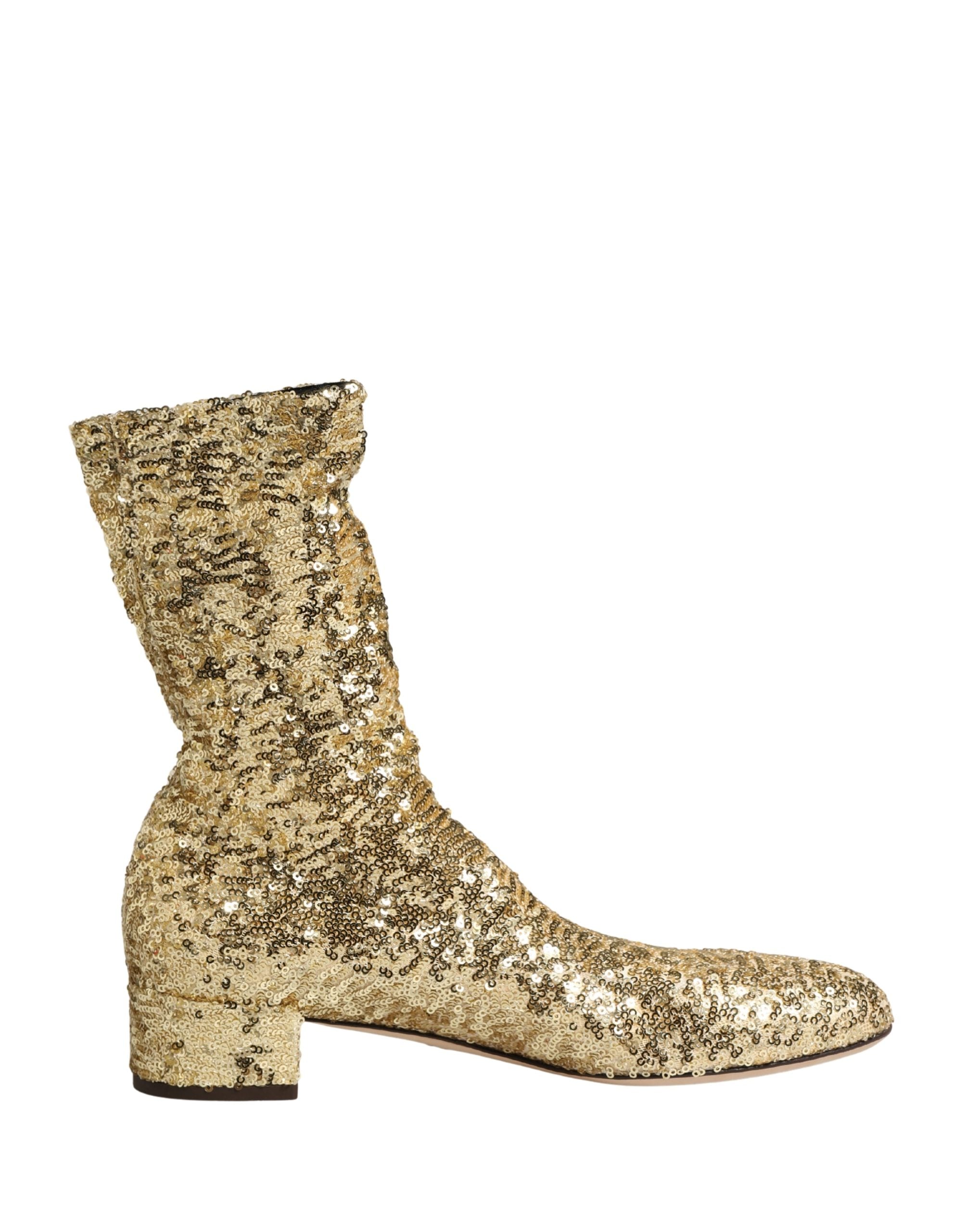 Gold-Pailletten-Stiefeletten Stretch-Schuhe