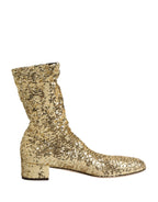 Gold-Pailletten-Stiefeletten Stretch-Schuhe