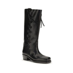Schwarze Kalbsleder Schnürstiefel aus Bos Taurus