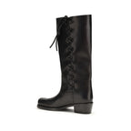 Schwarze Kalbsleder Schnürstiefel aus Bos Taurus