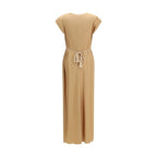 Orange Viscose Casual Dress