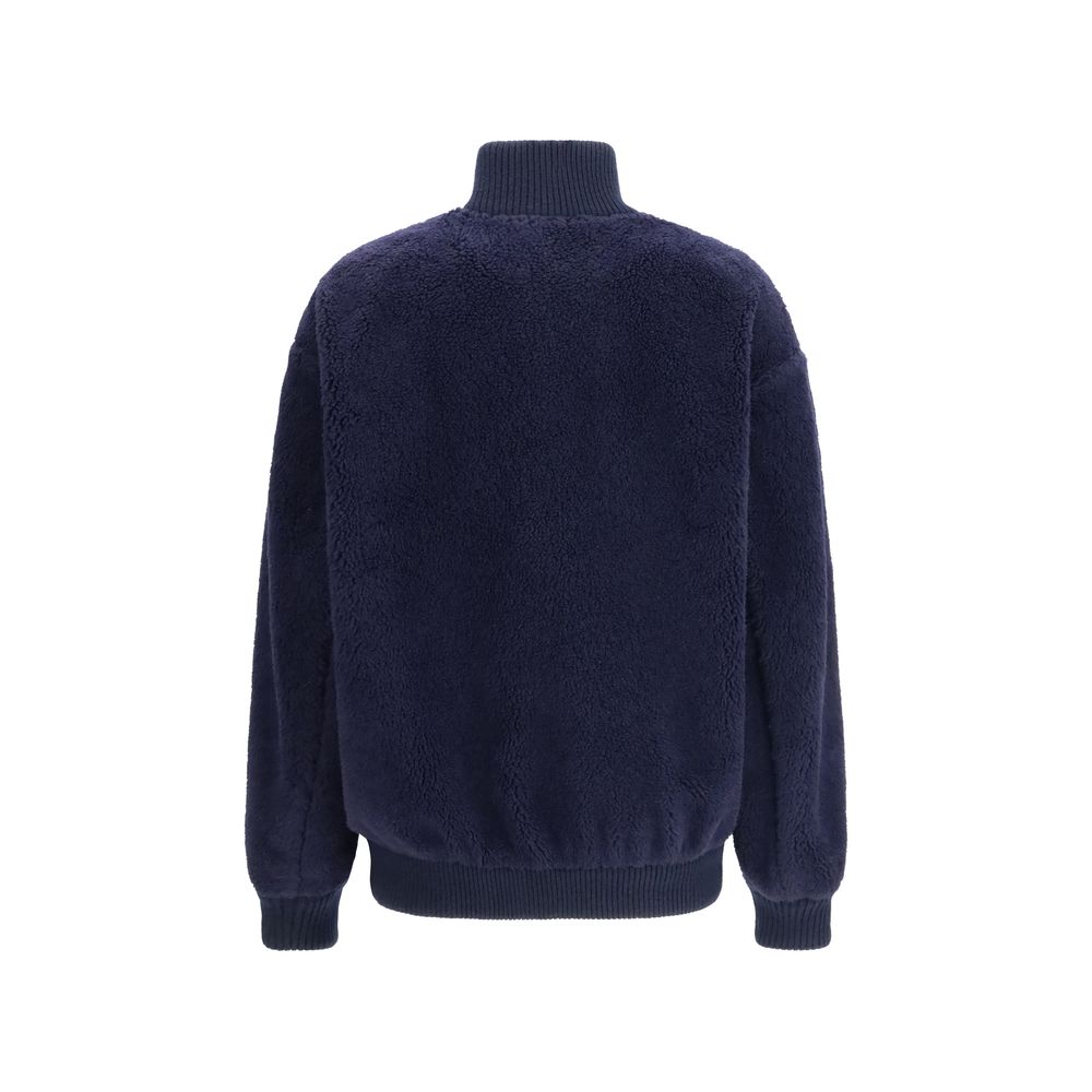 Blaue Polyamid-Jacke in voller Länge