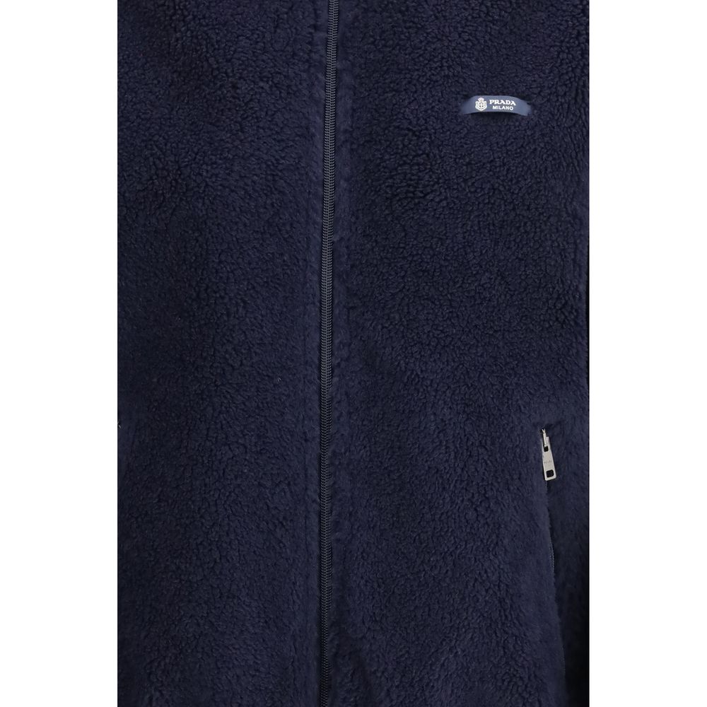 Blaue Polyamid-Jacke in voller Länge