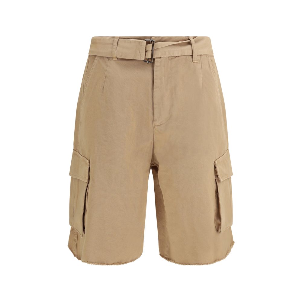Beige Baumwoll-Bermudashorts