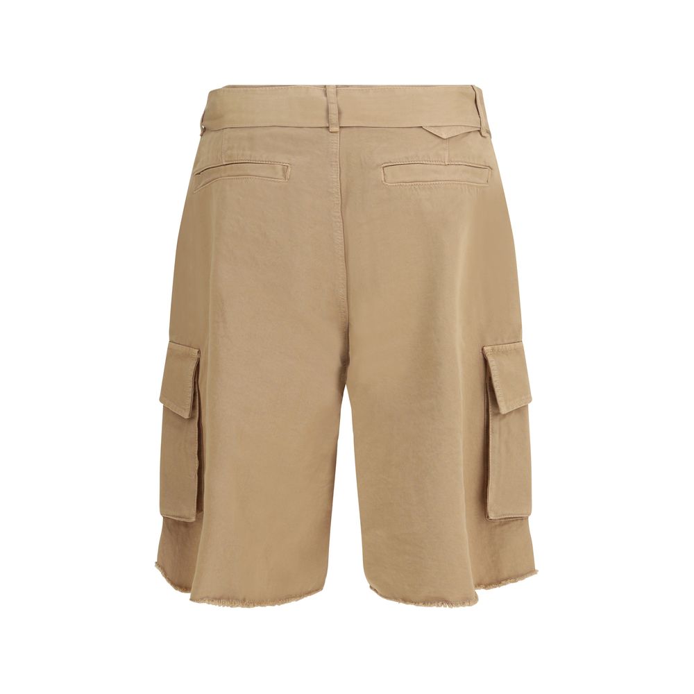 Beige Baumwoll-Bermudashorts