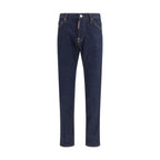 Blaue gerade geschnittene Jeans aus Baumwolle