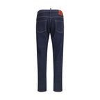 Blaue gerade geschnittene Jeans aus Baumwolle