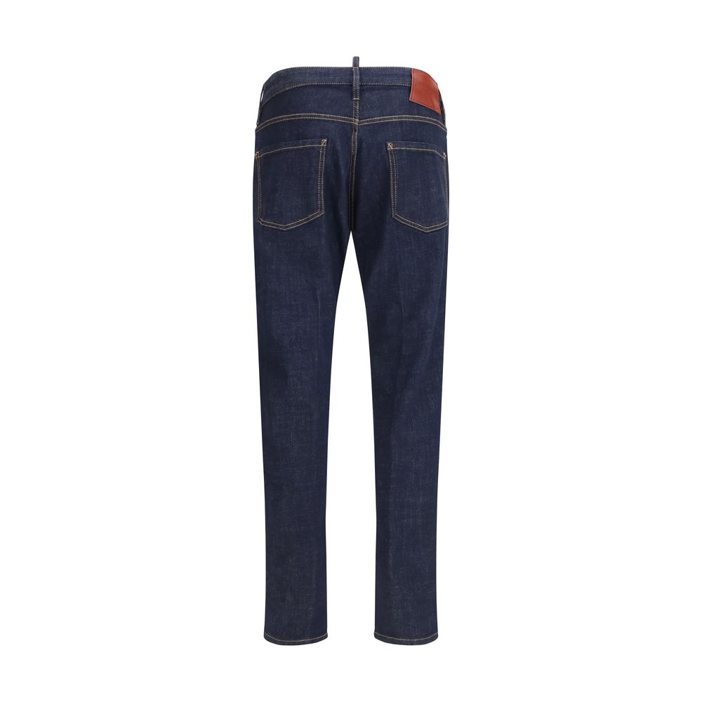 Blaue gerade geschnittene Jeans aus Baumwolle