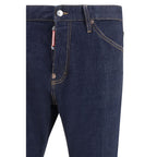 Blaue gerade geschnittene Jeans aus Baumwolle