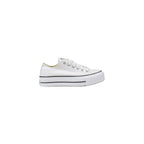 Sneaker mit Plateausohle aus weißem Stoff