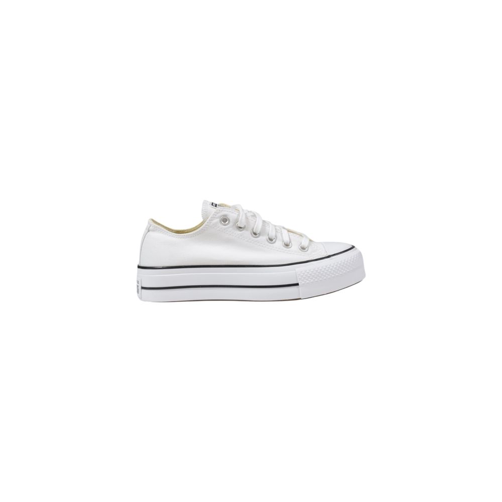 Sneaker mit Plateausohle aus weißem Stoff