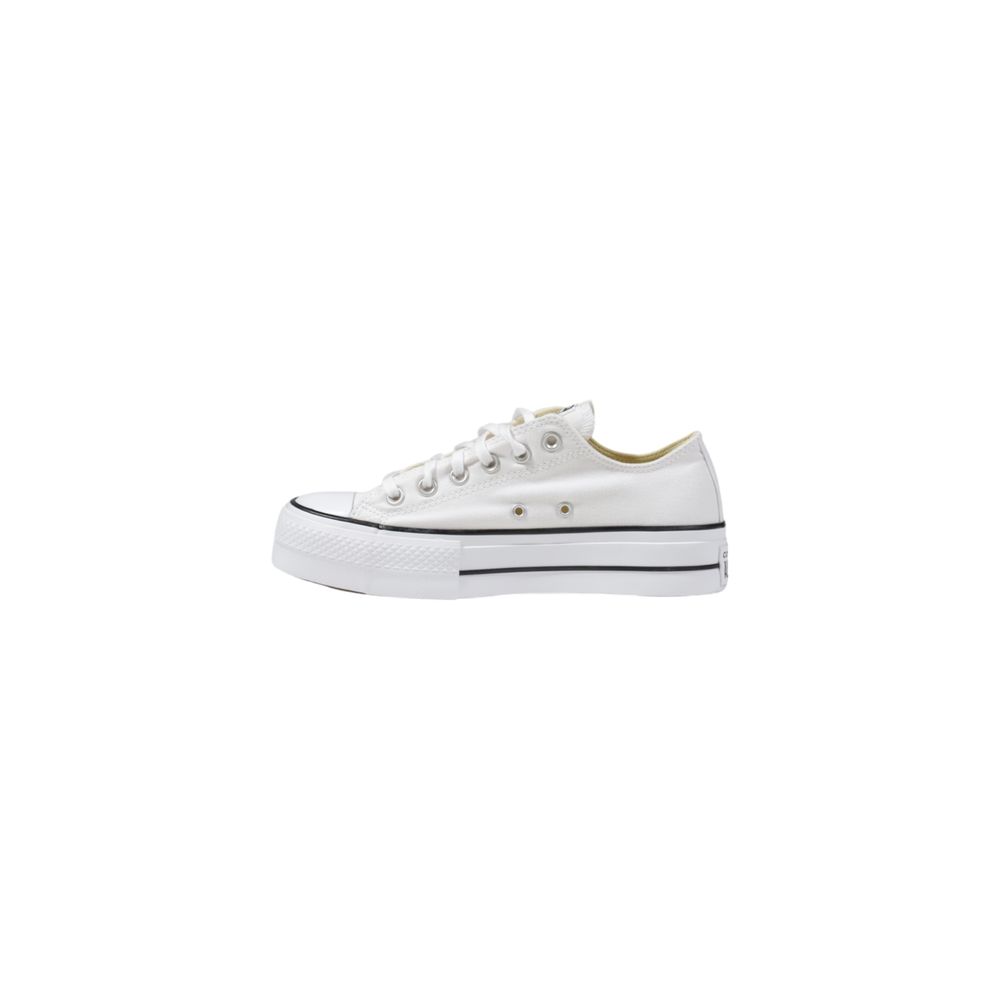 Sneaker mit Plateausohle aus weißem Stoff