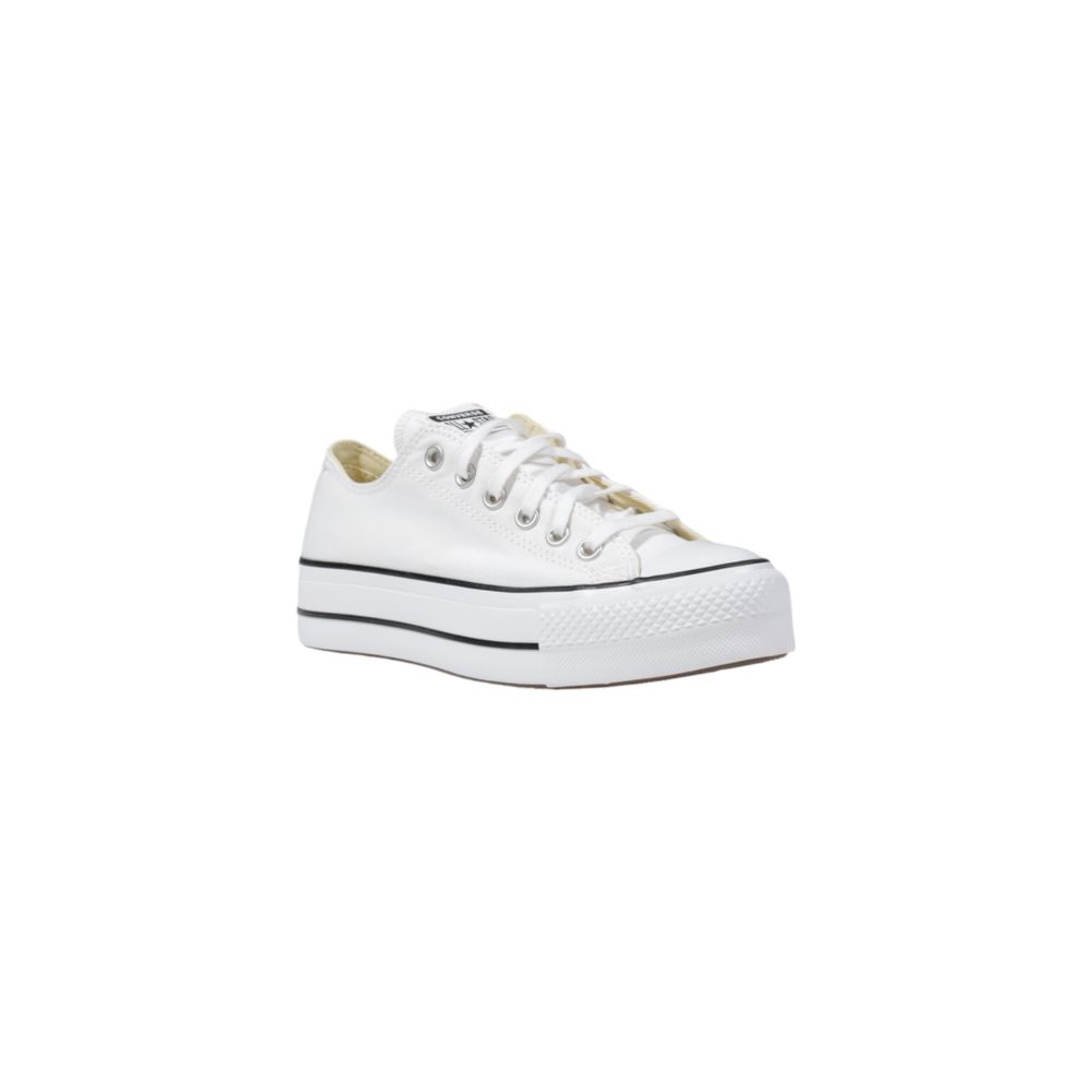 Sneaker mit Plateausohle aus weißem Stoff