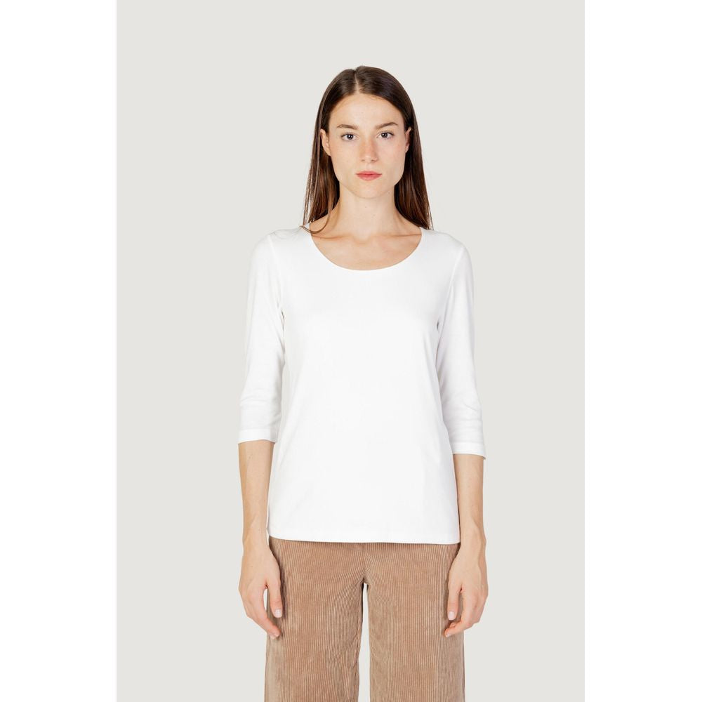 Maglietta a maniche lunghe in cotone color crema