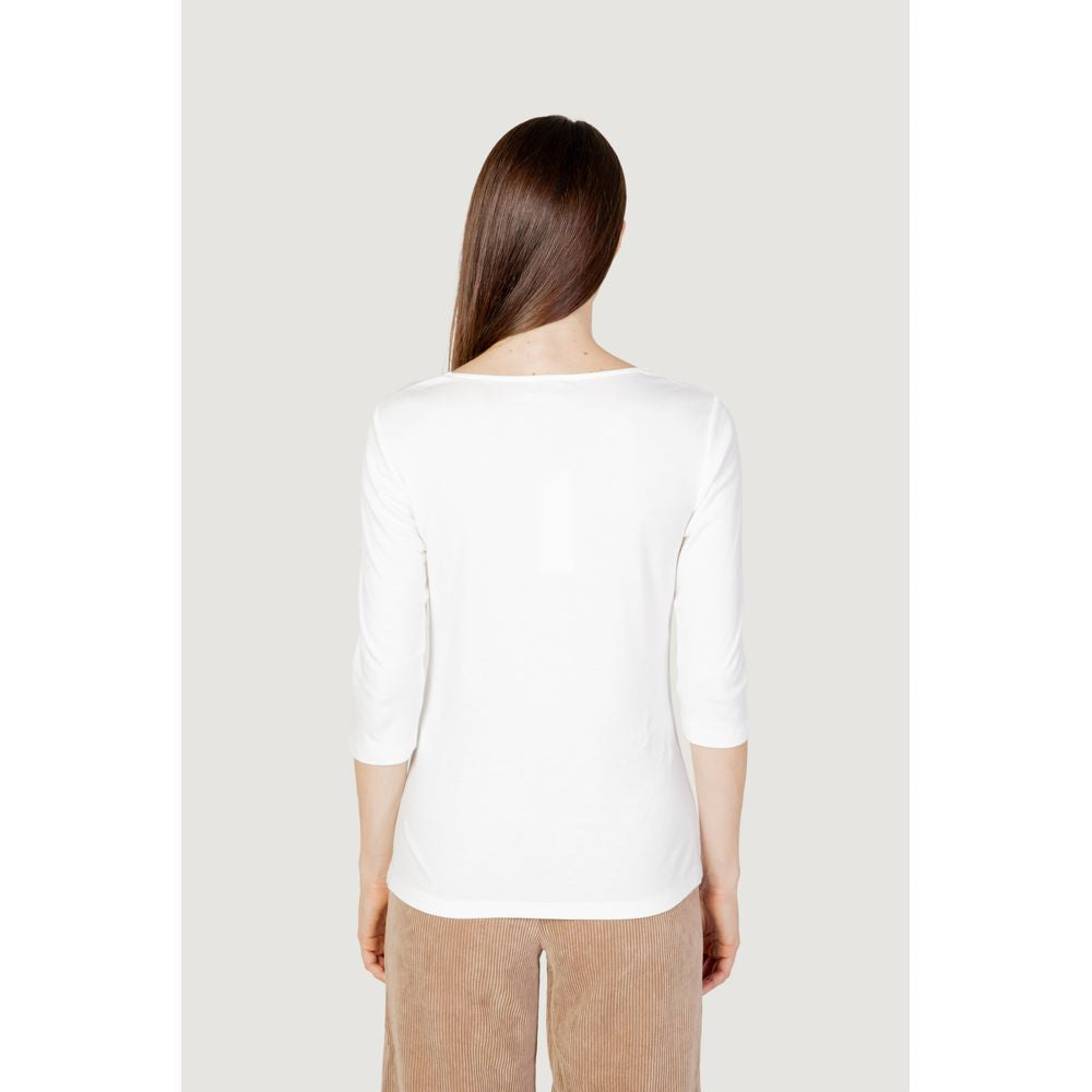 Maglietta a maniche lunghe in cotone color crema