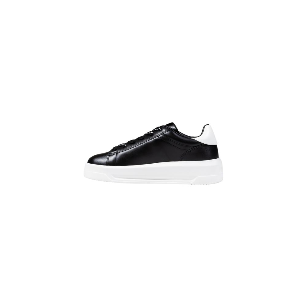 Schwarz-weiße klobige Sneaker aus Synthetik