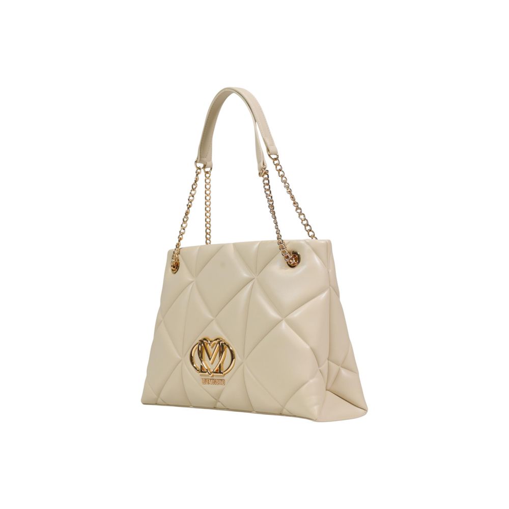 Beige Kunstlederhandtasche