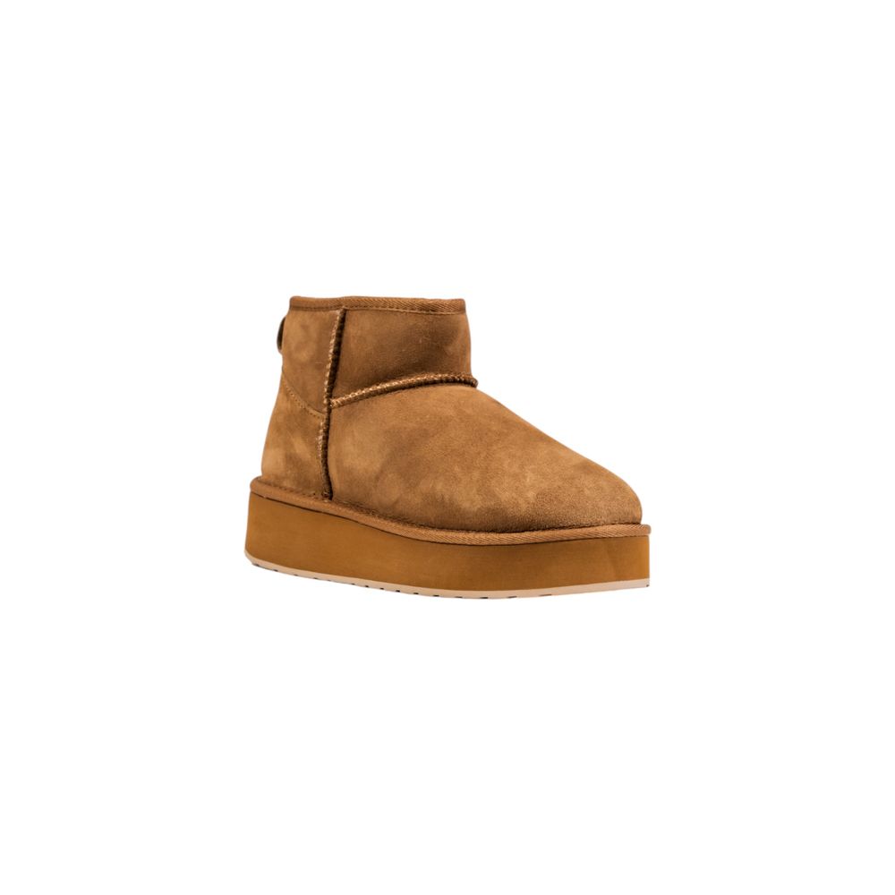 Beigefarbene Stiefeletten aus Leder