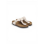 Pink Leather Flat Sandals
