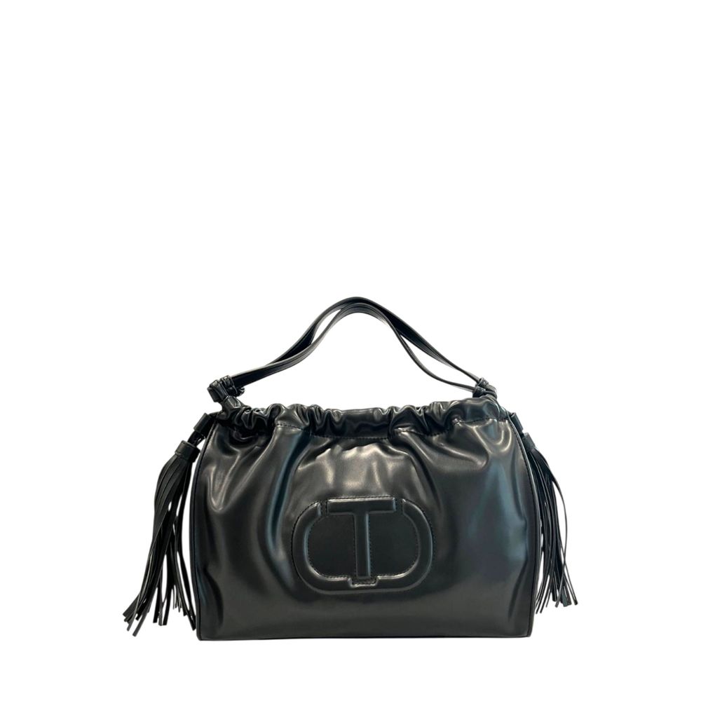 Damen-Schultertasche aus schwarzem PU
