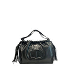 Damen-Schultertasche aus schwarzem PU