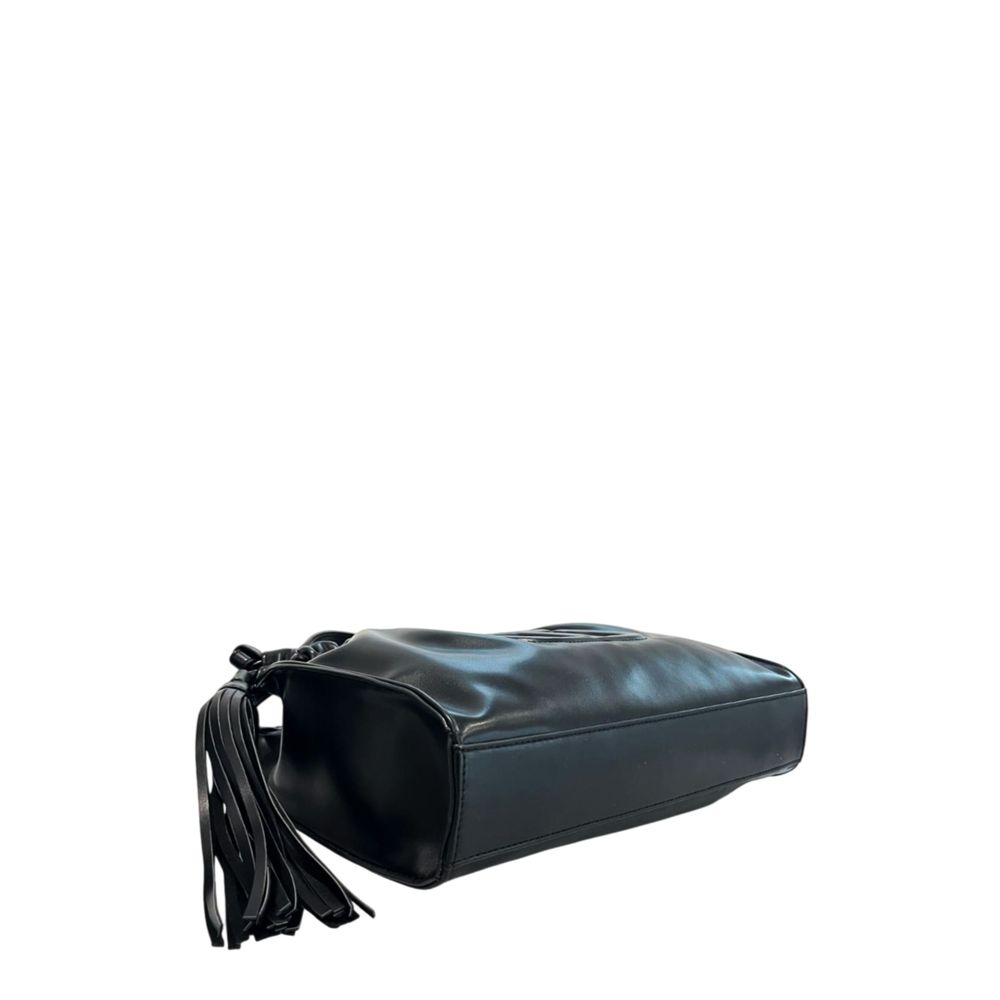 Damen-Schultertasche aus schwarzem PU
