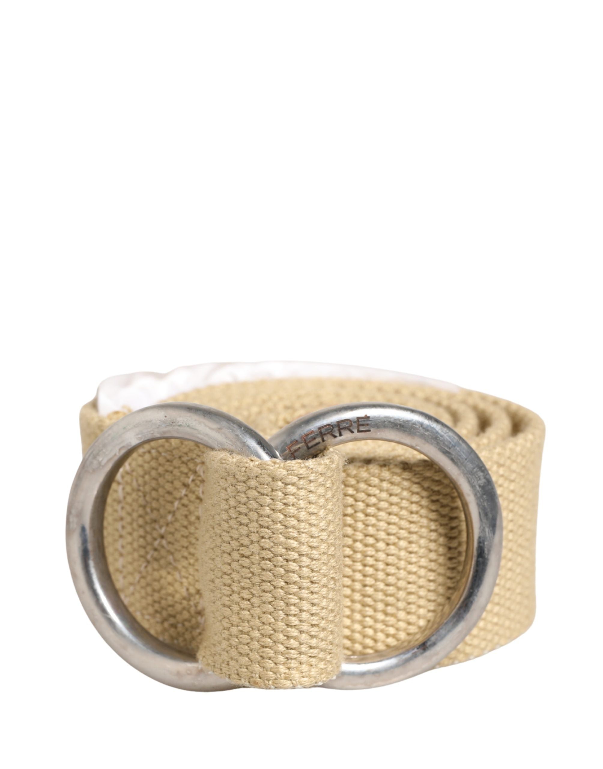 Herren Beige Canvas Silberfarbene Metallschnalle Gürtel