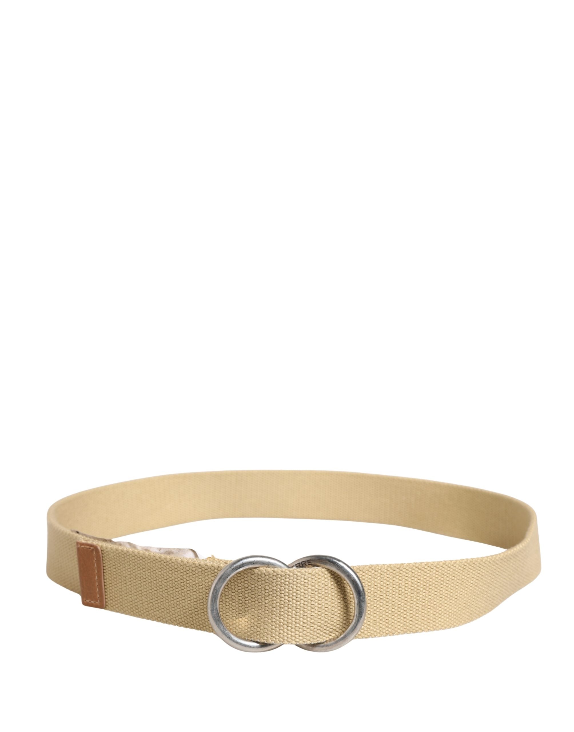 Herren Beige Canvas Silberfarbene Metallschnalle Gürtel