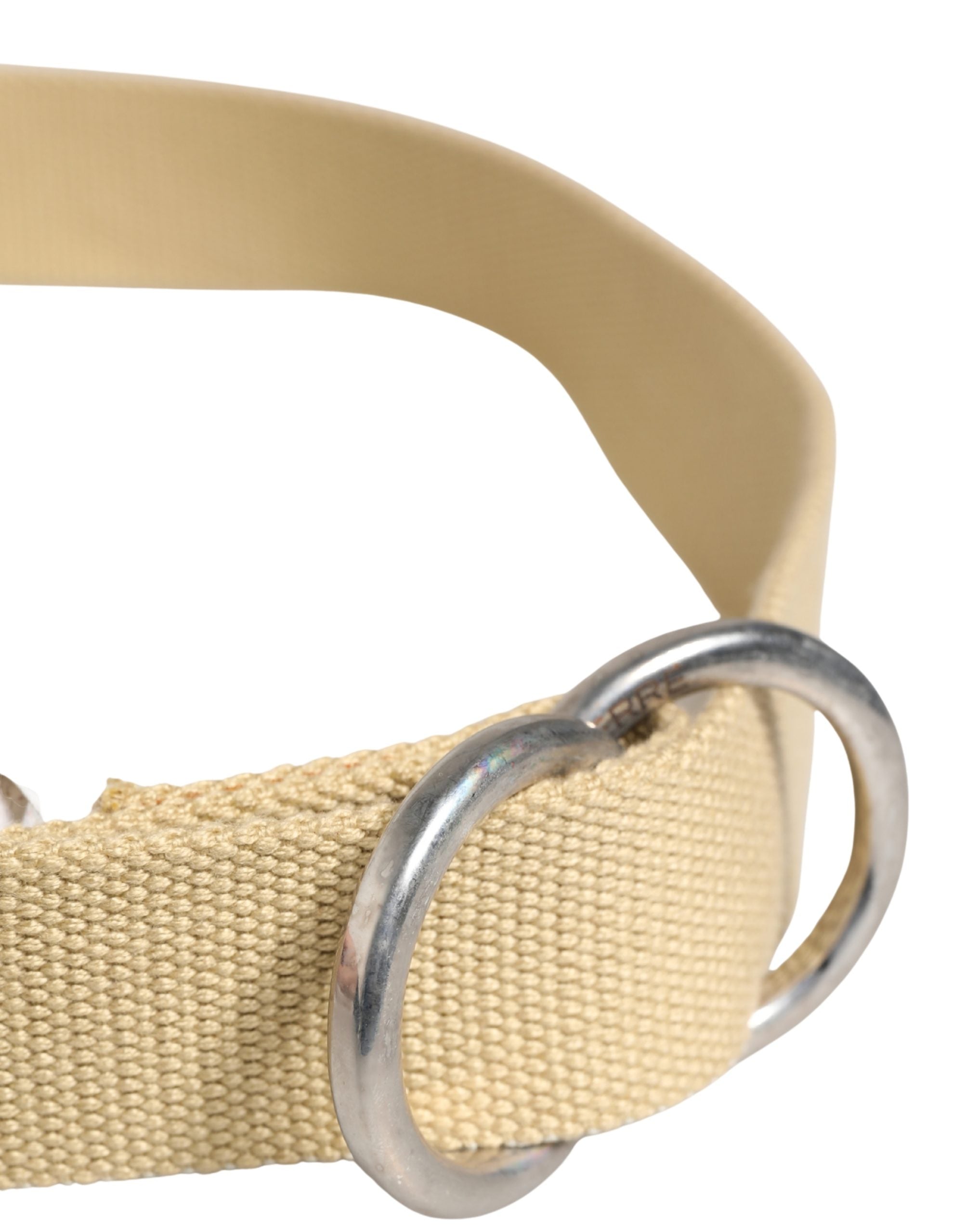 Herren Beige Canvas Silberfarbene Metallschnalle Gürtel