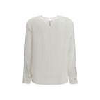 Weiße Triacetatbluse