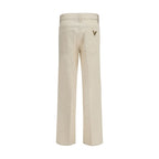 Beige Schlaghose aus Baumwolle