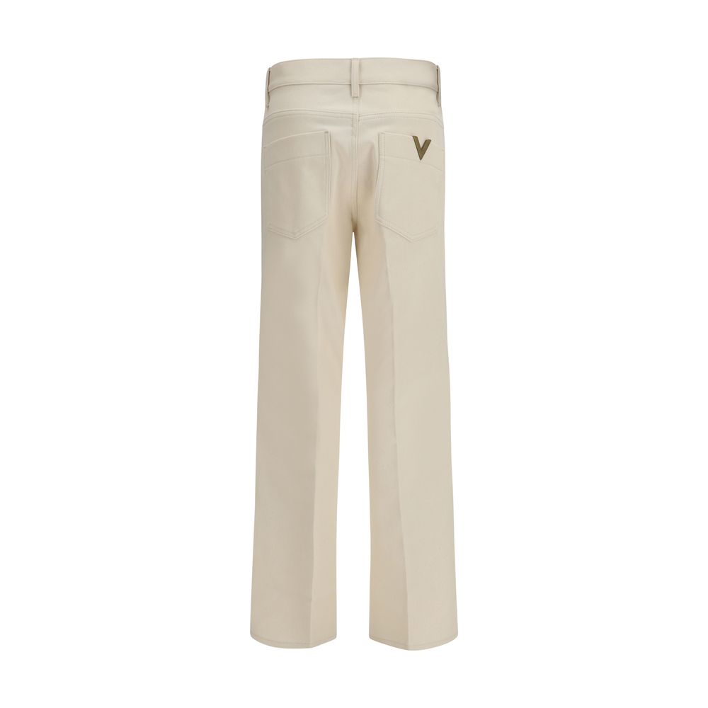 Beige Schlaghose aus Baumwolle