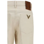Beige Schlaghose aus Baumwolle