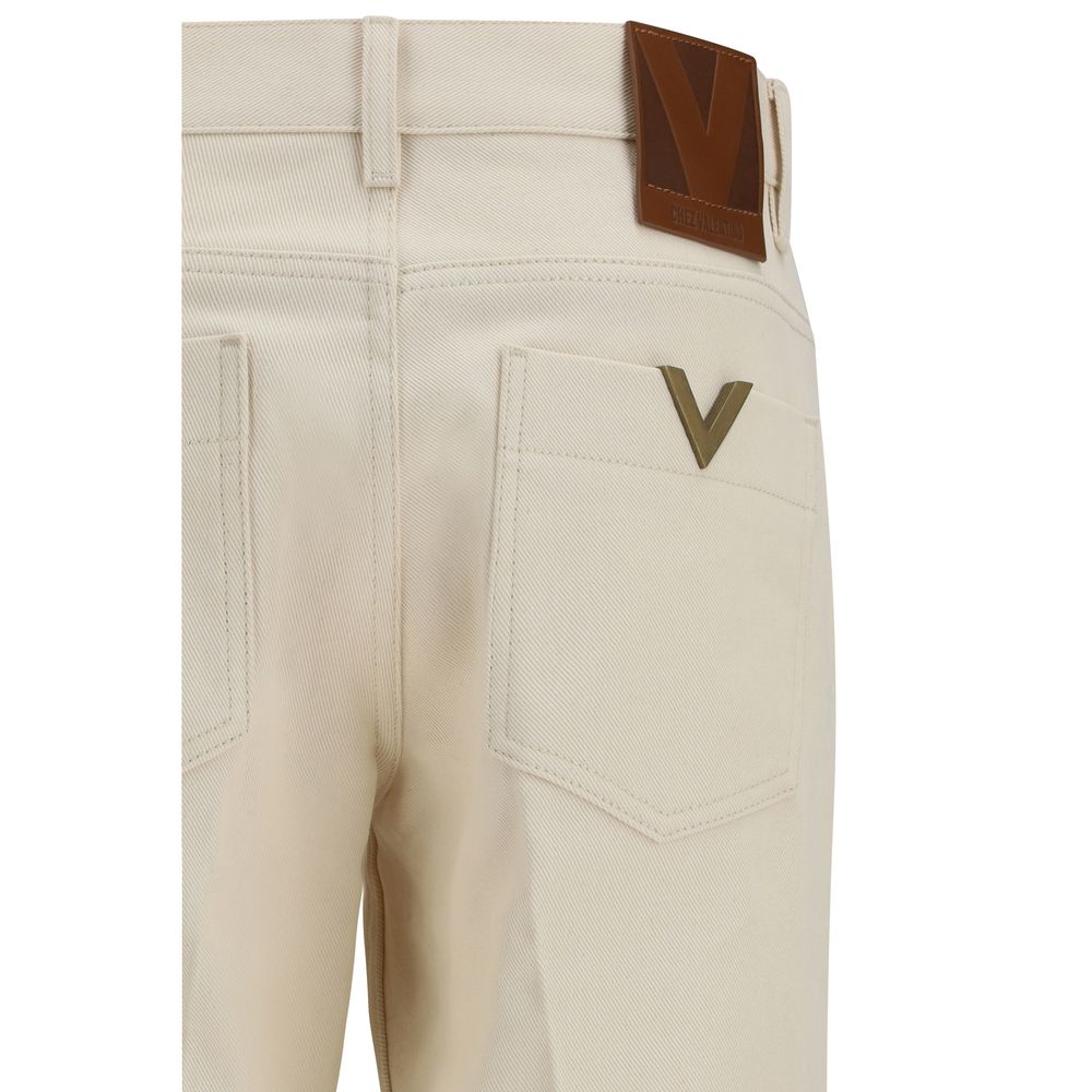 Beige Schlaghose aus Baumwolle
