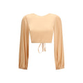 Orangefarbene Seidenbluse