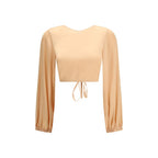 Orangefarbene Seidenbluse