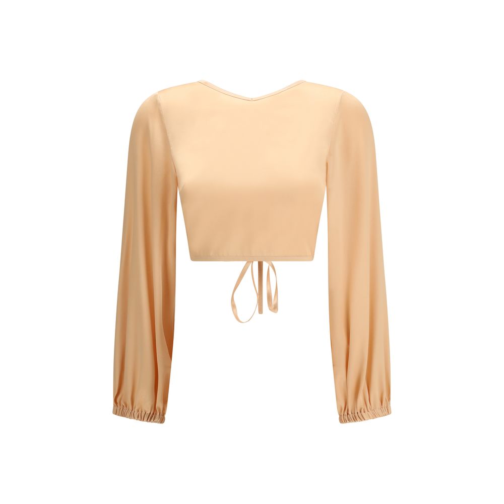 Orangefarbene Seidenbluse