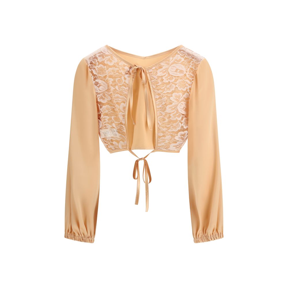 Orangefarbene Seidenbluse
