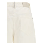 Beige Cotton Casual Pants